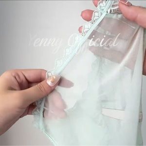 Light green silky lace sexy briefs